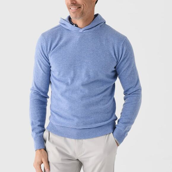 Greyson Koko Wool Cashmere Wolf Blue Hoodie Sweater XL NEW Light Knit Pullover